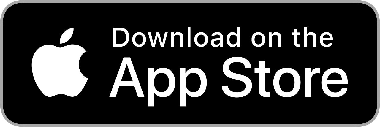Apple App Store download badge with white text and logo on a black background
